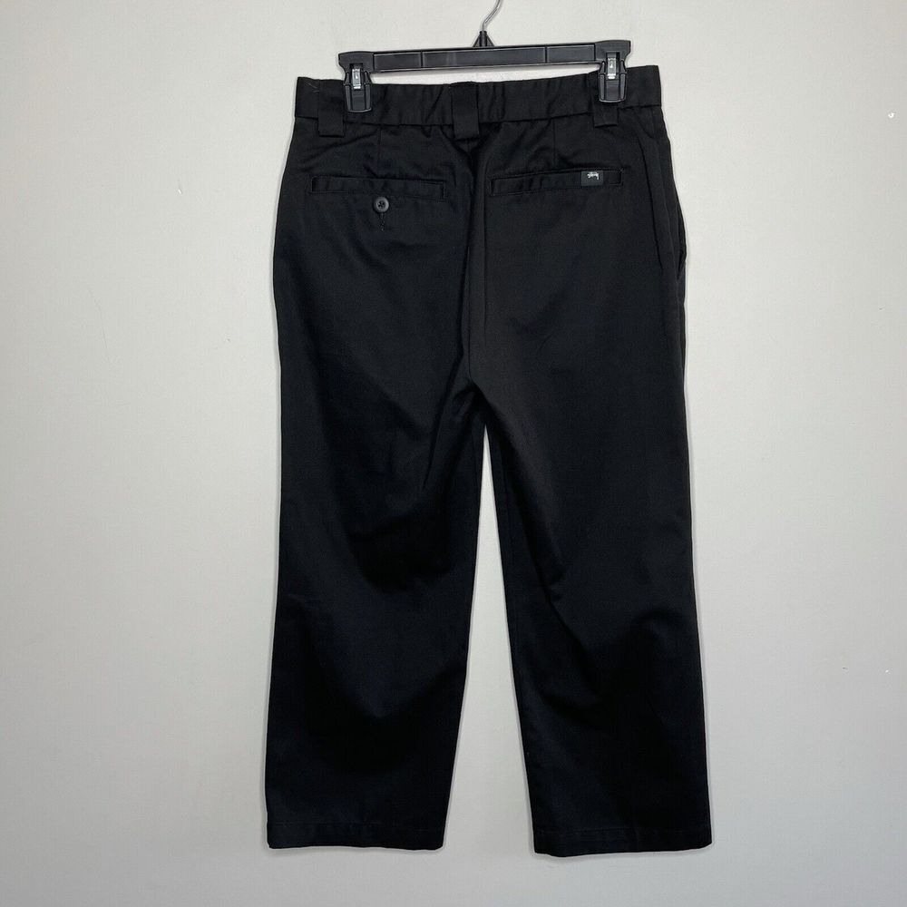 STUSSY Womens Black Flat Front Cropped Pants Wide-Leg Sz 29 - Picture 3 of 7
